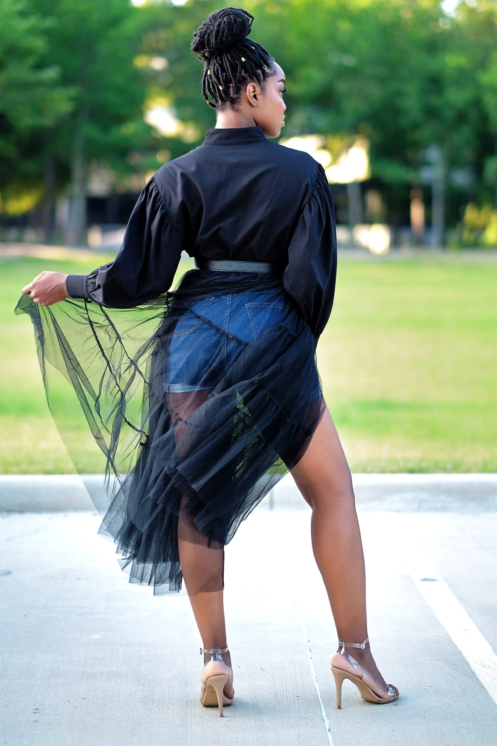 Absolutely Love It Shirt Dress with Extended Tulle