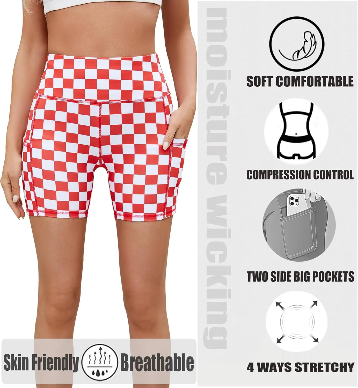 AHLW Buttery Soft Workout Biker Shorts for Women with Pockets High Waisted Stretchy Comfortable Athletic Running Yoga Shorts