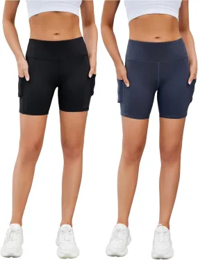 AHLW Buttery Soft Workout Biker Shorts for Women with Pockets High Waisted Stretchy Comfortable Athletic Running Yoga Shorts