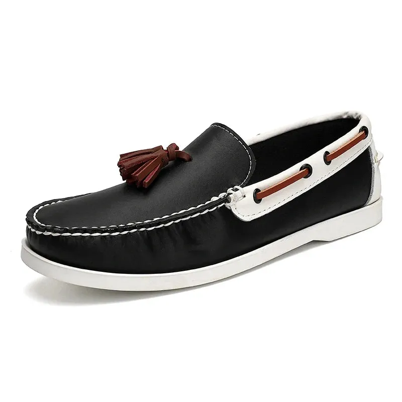 Aidase Men's Casual Shoes Summer Luxury British Style Slip On Leather Office Mens Loafers High Quality Lightweight Comfy Men Dress Shoe