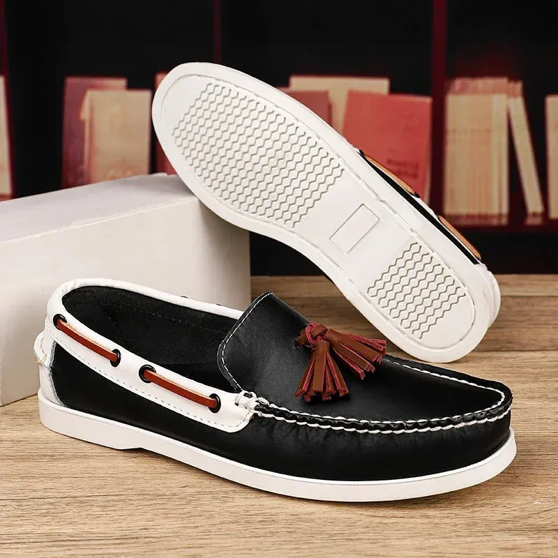 Aidase Men's Casual Shoes Summer Luxury British Style Slip On Leather Office Mens Loafers High Quality Lightweight Comfy Men Dress Shoe