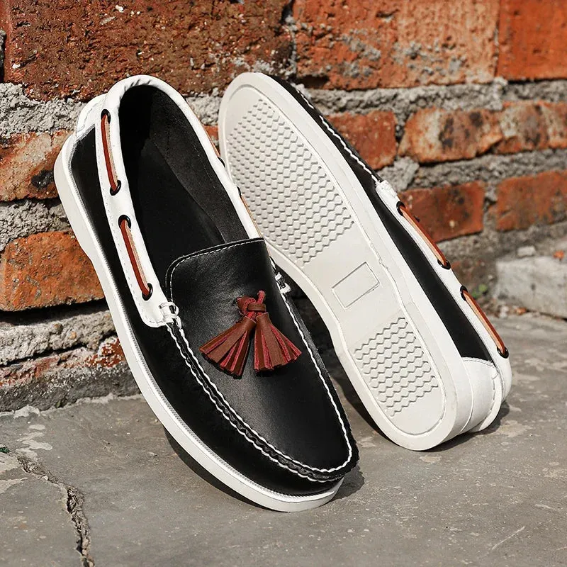 Aidase Men's Casual Shoes Summer Luxury British Style Slip On Leather Office Mens Loafers High Quality Lightweight Comfy Men Dress Shoe