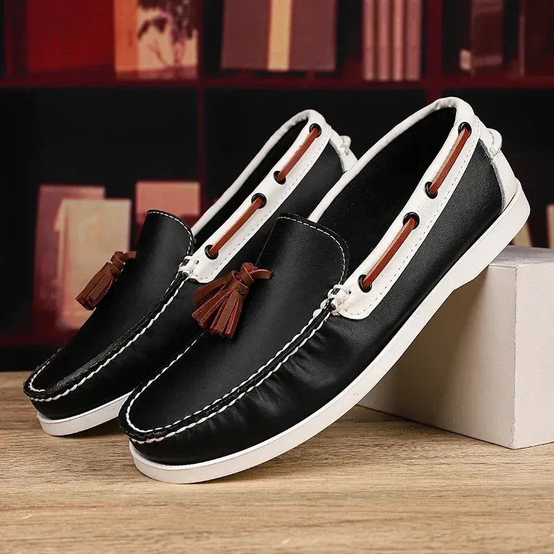 Aidase Men's Casual Shoes Summer Luxury British Style Slip On Leather Office Mens Loafers High Quality Lightweight Comfy Men Dress Shoe