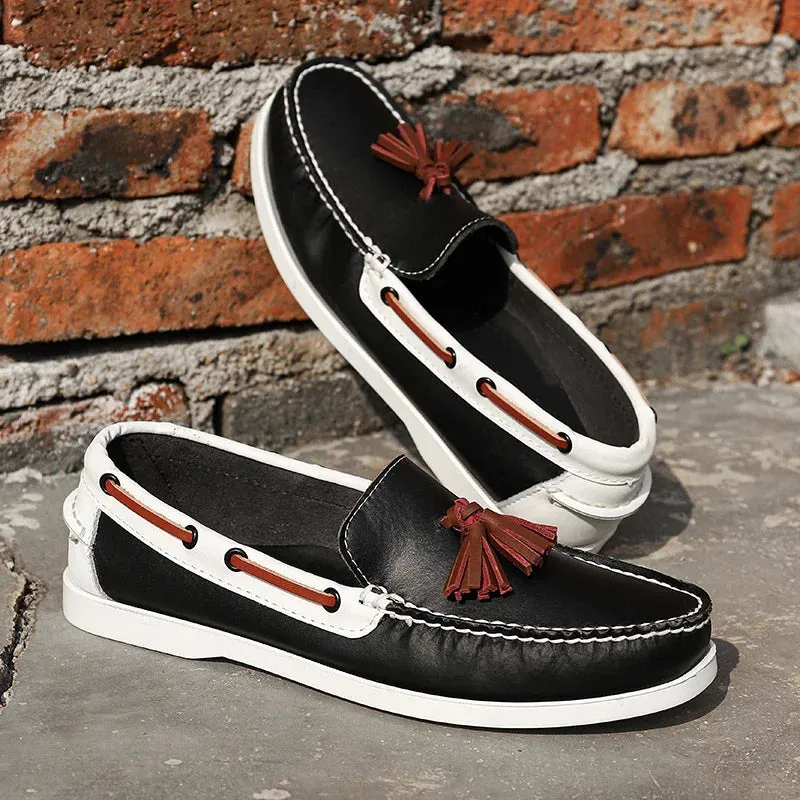 Aidase Men's Casual Shoes Summer Luxury British Style Slip On Leather Office Mens Loafers High Quality Lightweight Comfy Men Dress Shoe