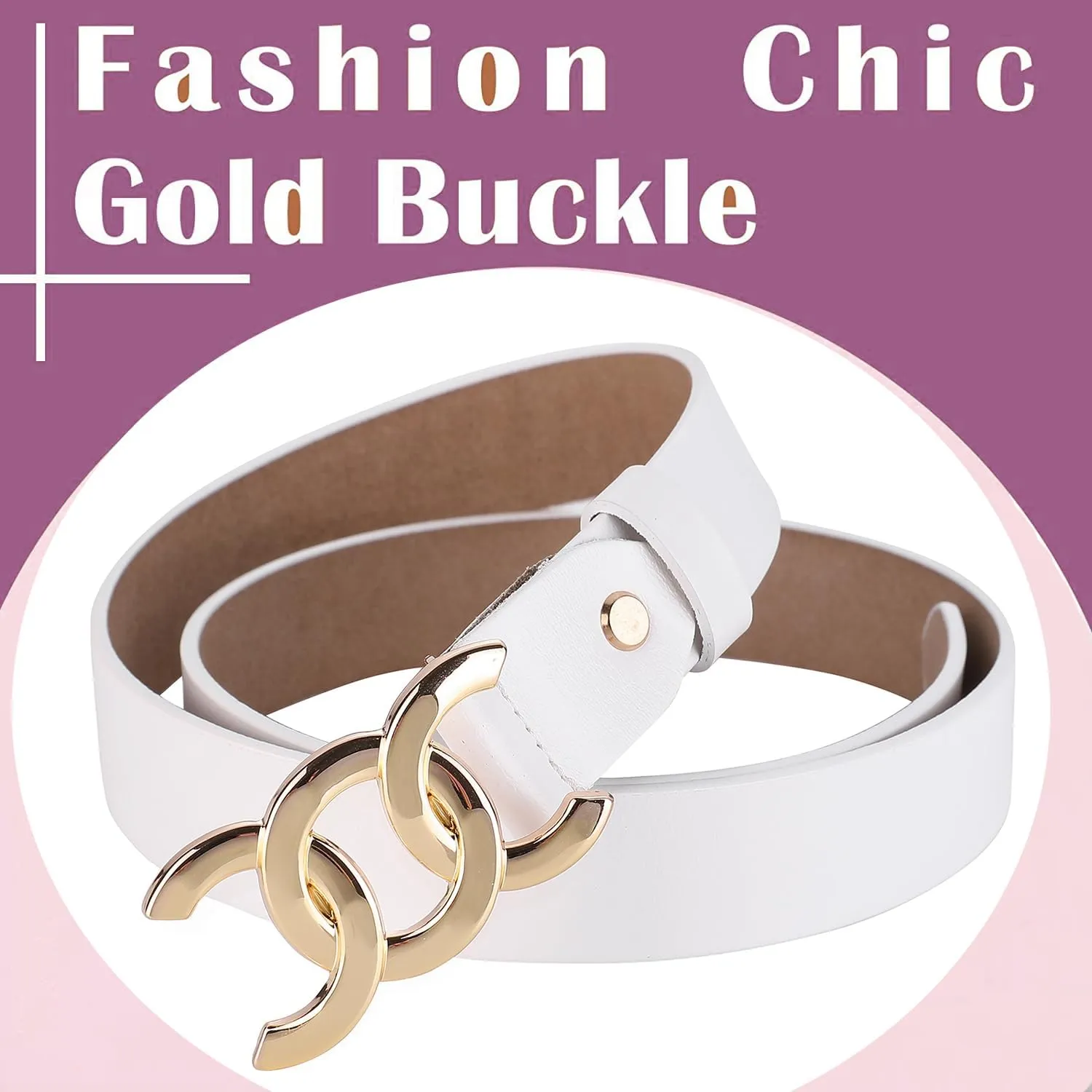ALAIX Women's Belt Gold/Silver Buckle Belt Black leather belt Fashion Dress Pants Jeans belts for women