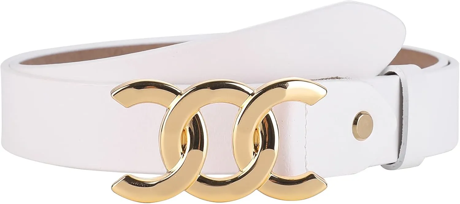 ALAIX Women's Belt Gold/Silver Buckle Belt Black leather belt Fashion Dress Pants Jeans belts for women