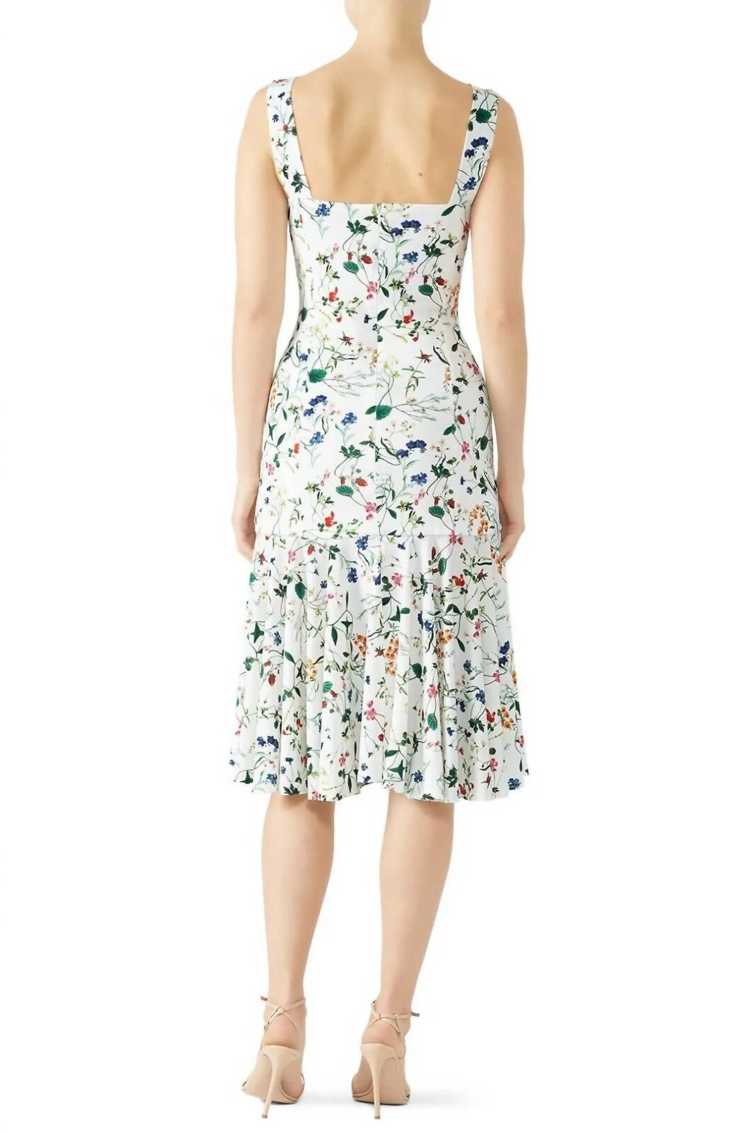Alexia Admor - Floral Ruffle Flutter High Low Hem Strappy Dress