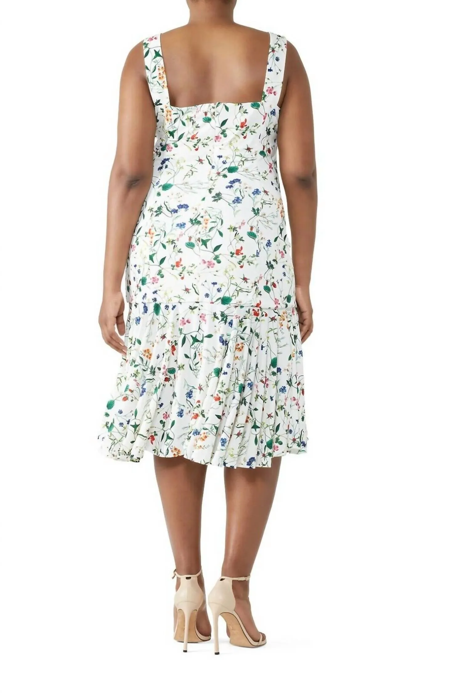 Alexia Admor - Floral Ruffle Flutter High Low Hem Strappy Dress
