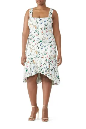 Alexia Admor - Floral Ruffle Flutter High Low Hem Strappy Dress