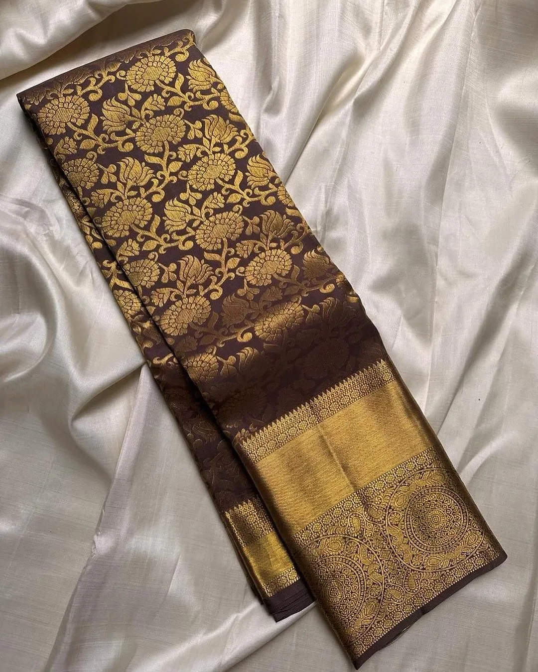 Angelic Brown Soft Silk Saree With Desiring Blouse Piece