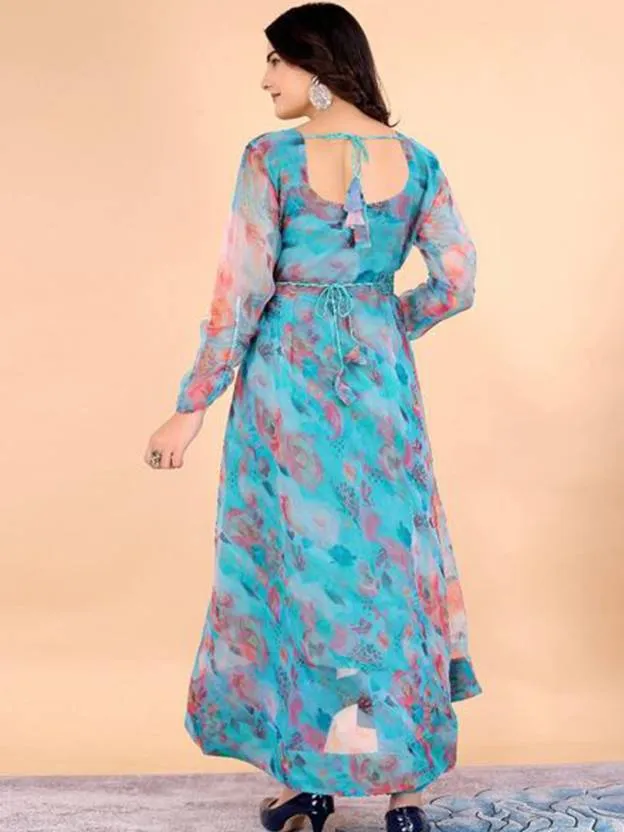 Azure Elegance Kurta Gown Set