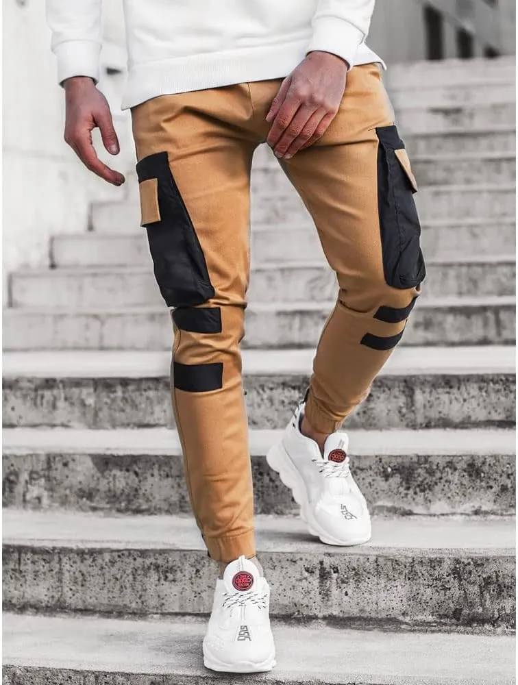 Banana Bucket Mens Hiphop Jogger Sweatpants Cargo Streetwear Punk Pants with Multi-Pockets