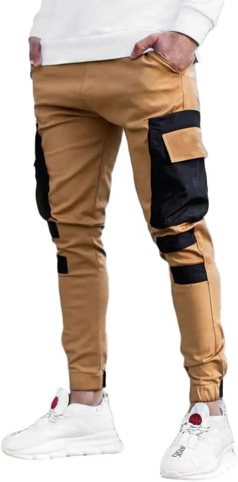 Banana Bucket Mens Hiphop Jogger Sweatpants Cargo Streetwear Punk Pants with Multi-Pockets
