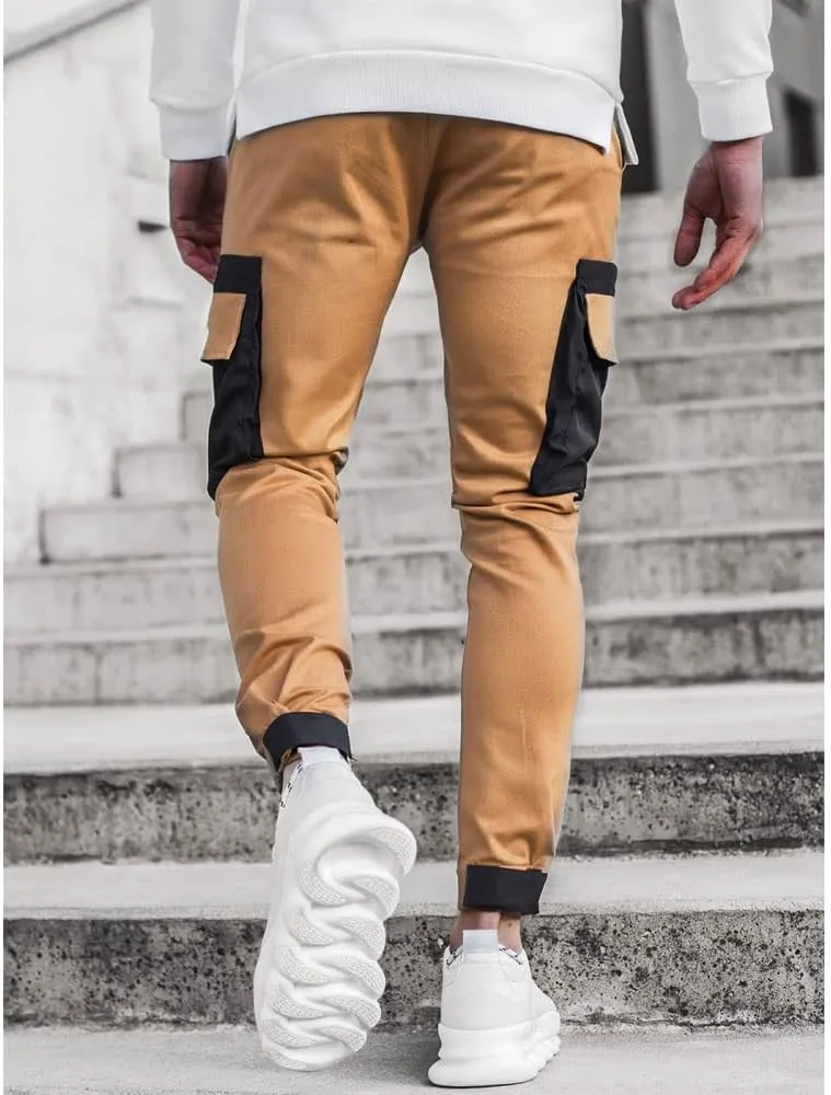 Banana Bucket Mens Hiphop Jogger Sweatpants Cargo Streetwear Punk Pants with Multi-Pockets