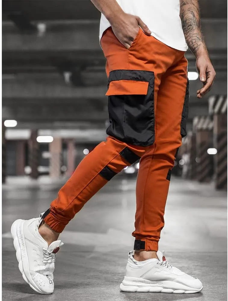Banana Bucket Mens Hiphop Jogger Sweatpants Cargo Streetwear Punk Pants with Multi-Pockets