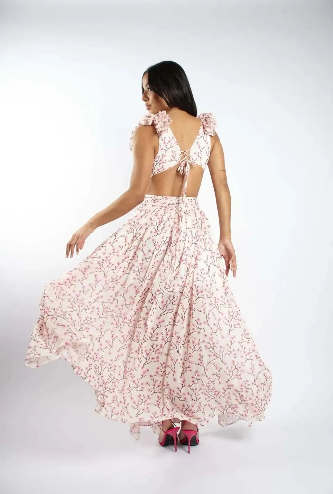 Boho Beach Dress - Backless Summer Vacation Vibes - Blue Leaf