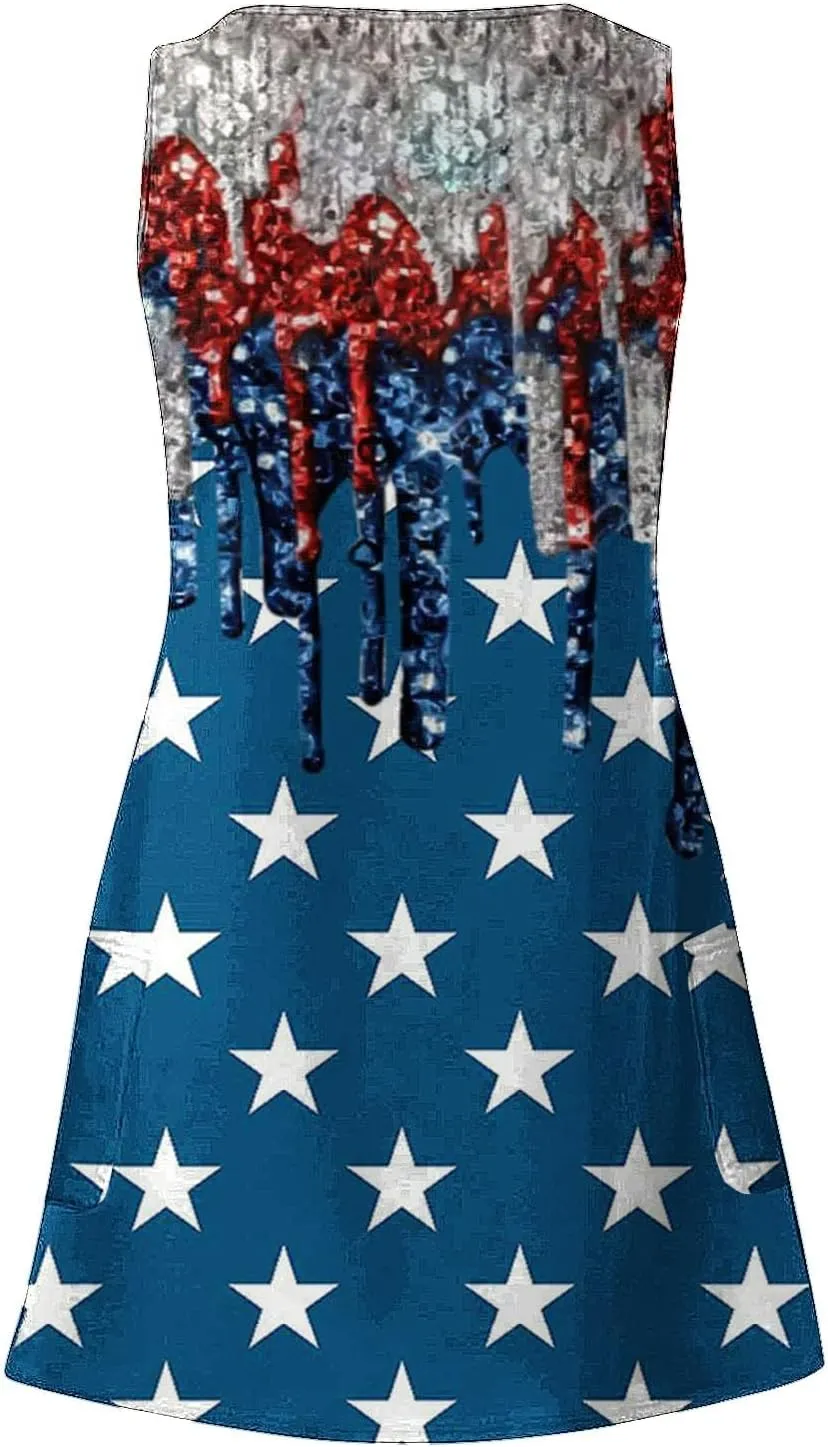 Boho Dress for Women Women's Spring/Summer Flower Printed Casual Tank Top Pockets Beach Casual Dress 100 Linen Dress