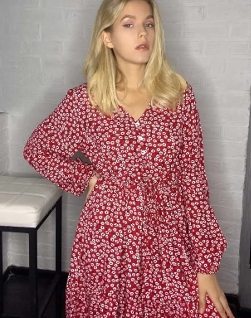 Boho Midi Dress, Claire in Navy