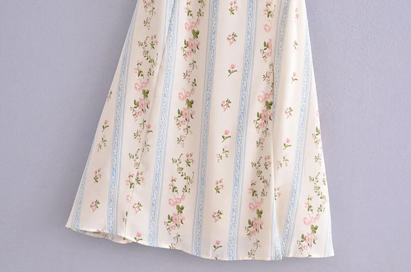 Boho Midi Dress, Strappy Sundress, White Vintage Rose