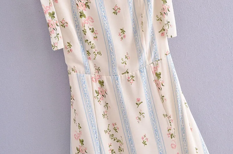 Boho Midi Dress, Strappy Sundress, White Vintage Rose