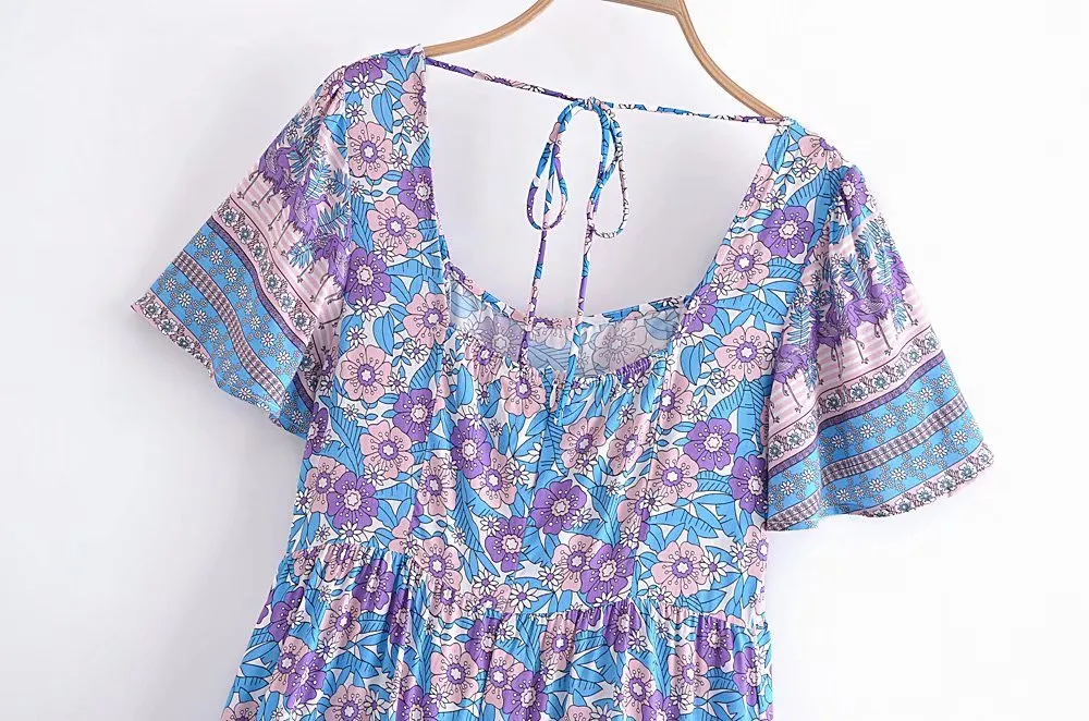 Boho Midi Dress, Sundress, Lavender Silene