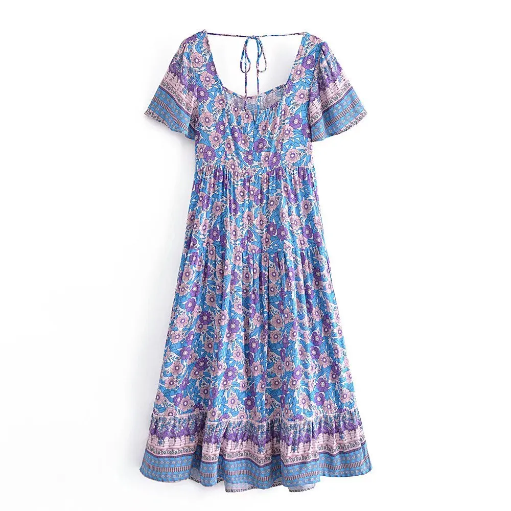 Boho Midi Dress, Sundress, Lavender Silene
