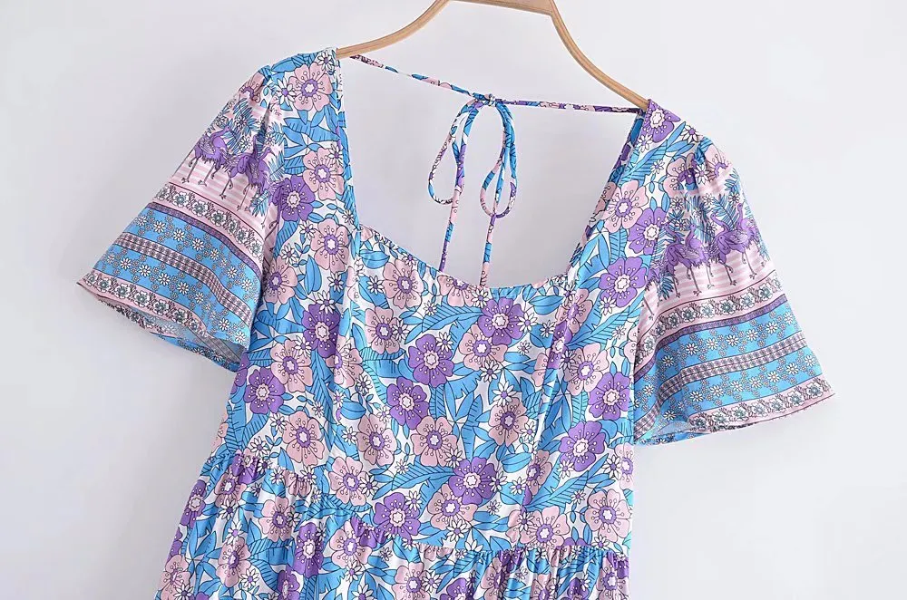 Boho Midi Dress, Sundress, Lavender Silene