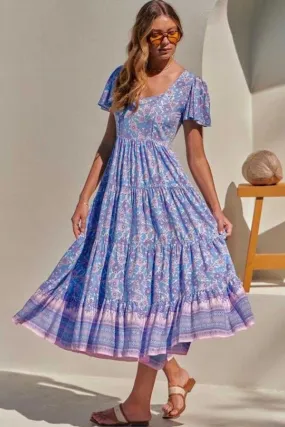 Boho Midi Dress, Sundress, Lavender Silene