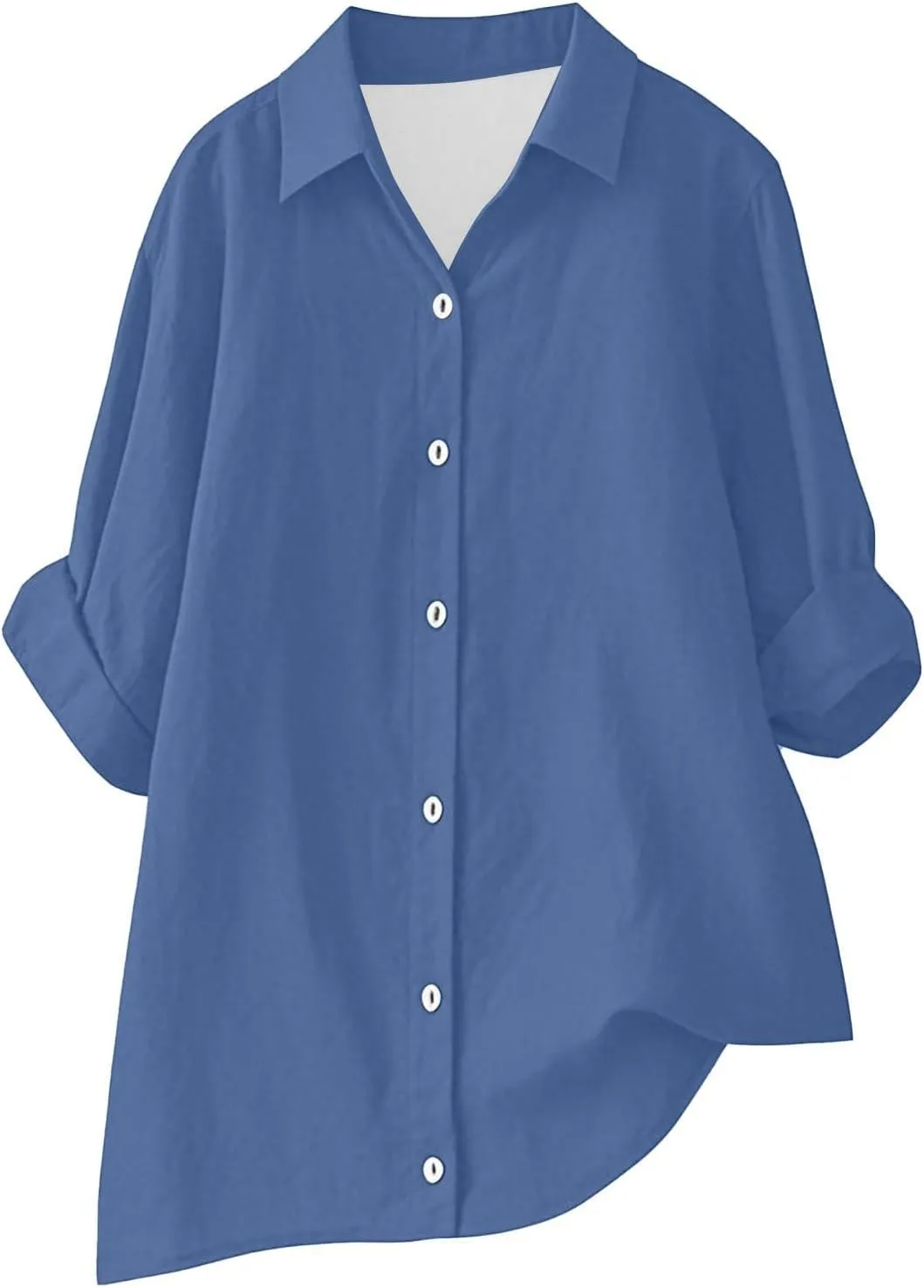 Breathable Linen Button-Up Top - Women's Soft Short Sleeve Blouse, Lightweight, Sheer-Resistant
