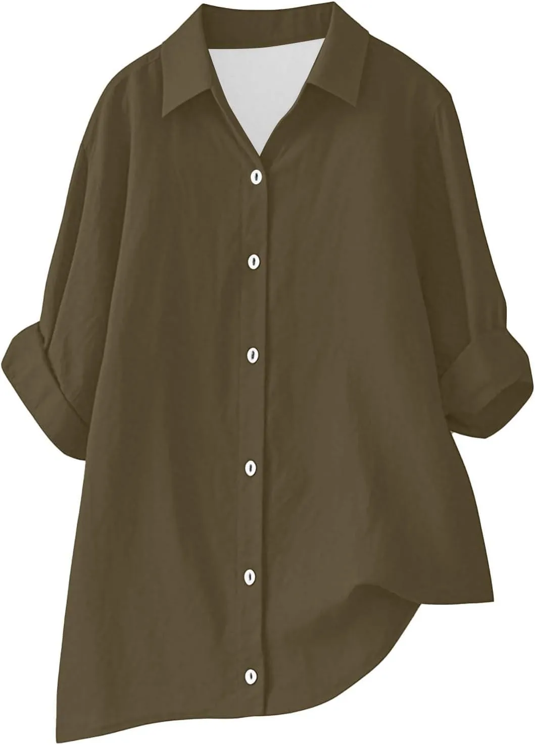 Breathable Linen Button-Up Top - Women's Soft Short Sleeve Blouse, Lightweight, Sheer-Resistant