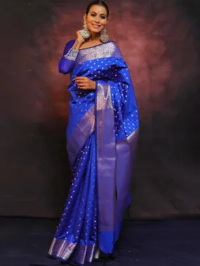 Breathtaking Royal Blue Soft Silk Saree With Fairytale Blouse Piece