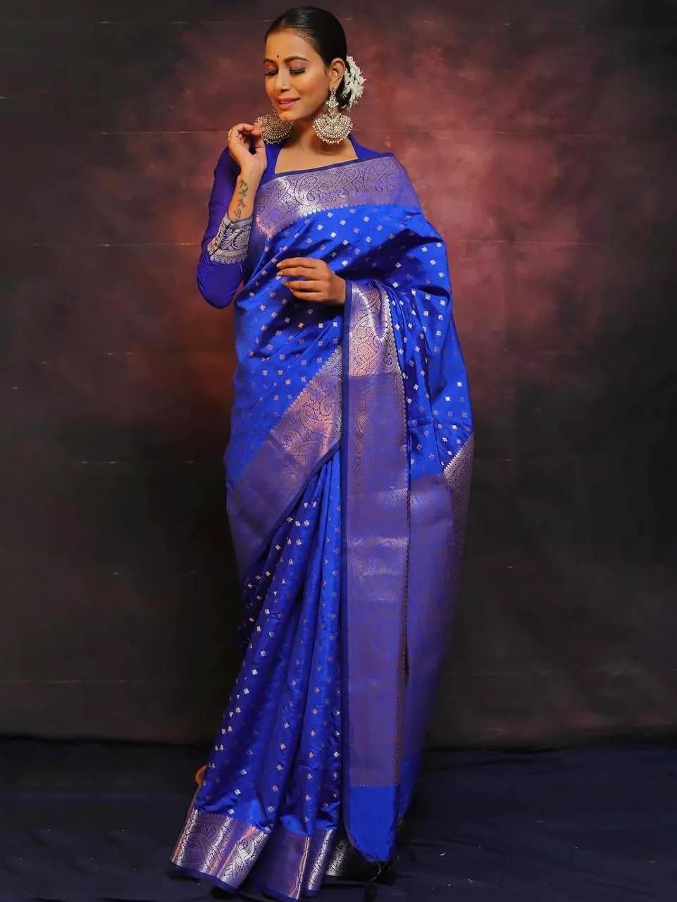 Breathtaking Royal Blue Soft Silk Saree With Fairytale Blouse Piece