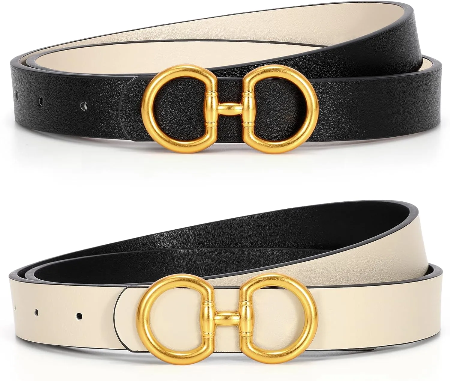CESCOSI Reversible Leather Belt for Women with Gold Buckle 0.9 Width Ladies Leather Belt for Jeans Pants
