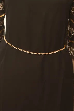 Chic Adjustable Hip Chain: 41" Full Length, White Stones & Matte Finish