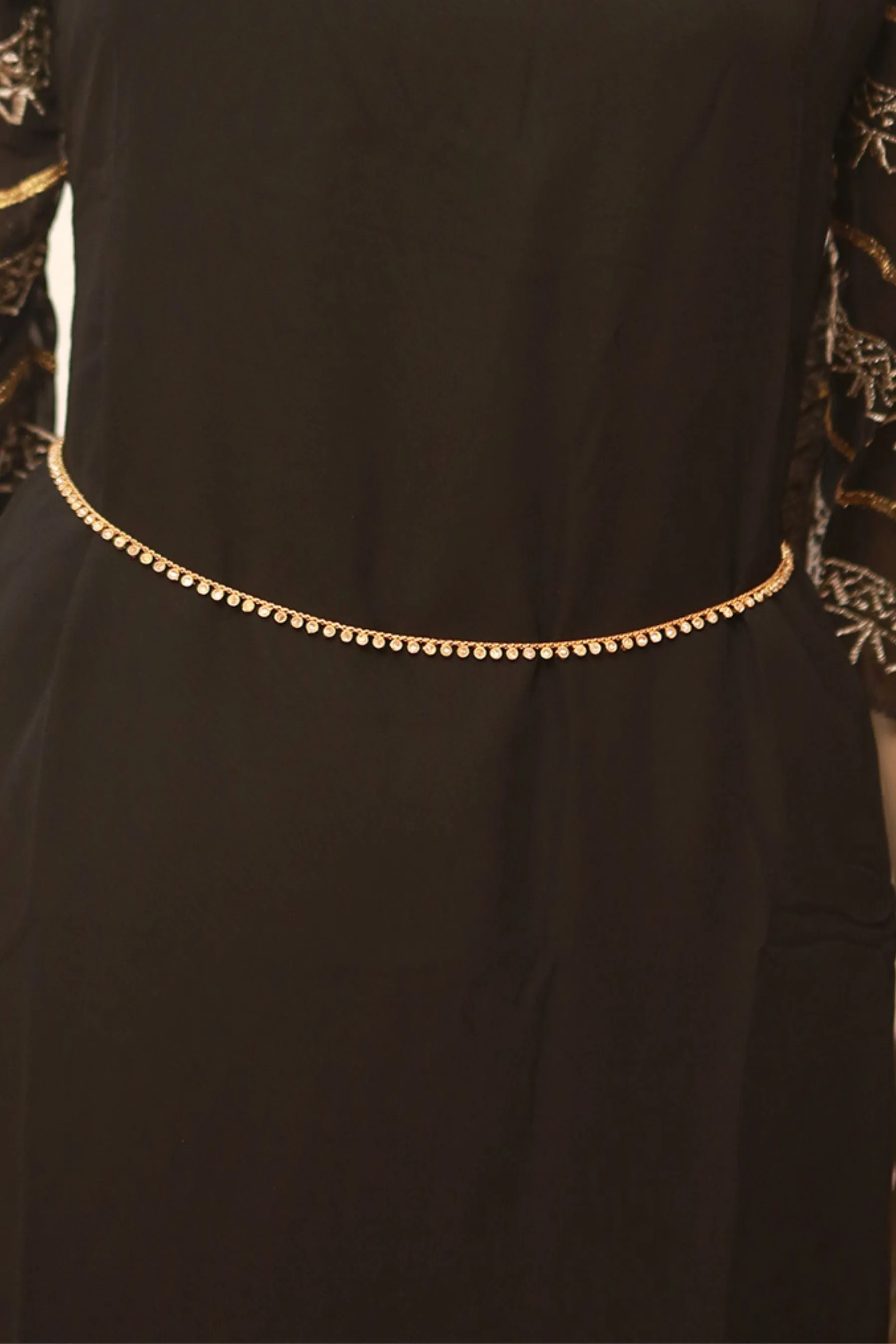 Chic Adjustable Hip Chain: 41" Full Length, White Stones & Matte Finish