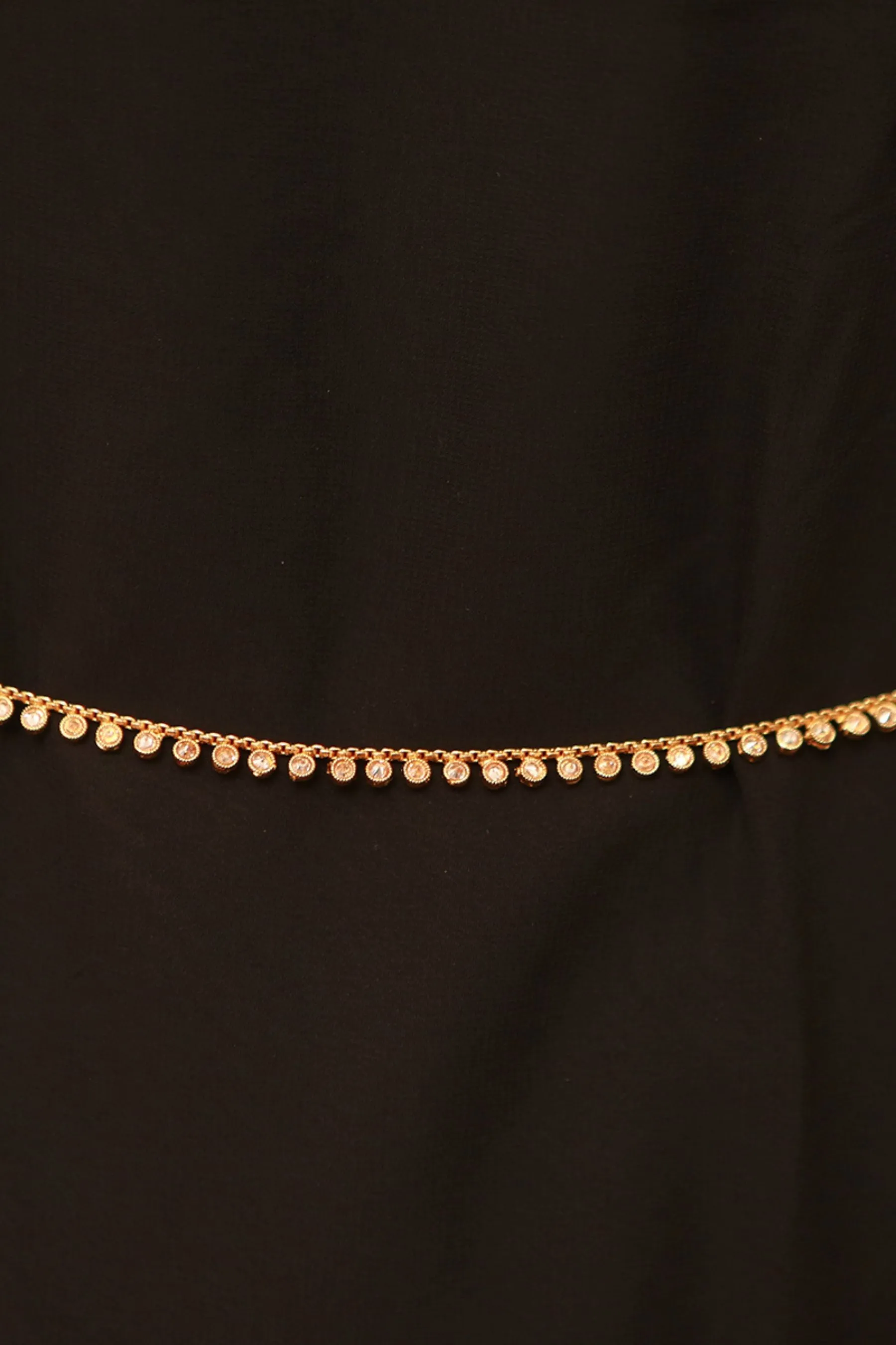 Chic Adjustable Hip Chain: 41" Full Length, White Stones & Matte Finish