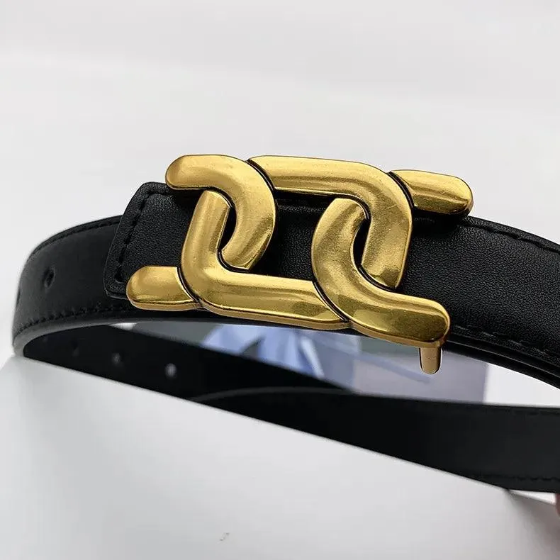Chic Women's Leather Waist Belt with Modern Buckle Design | Fashionable Korean Trend