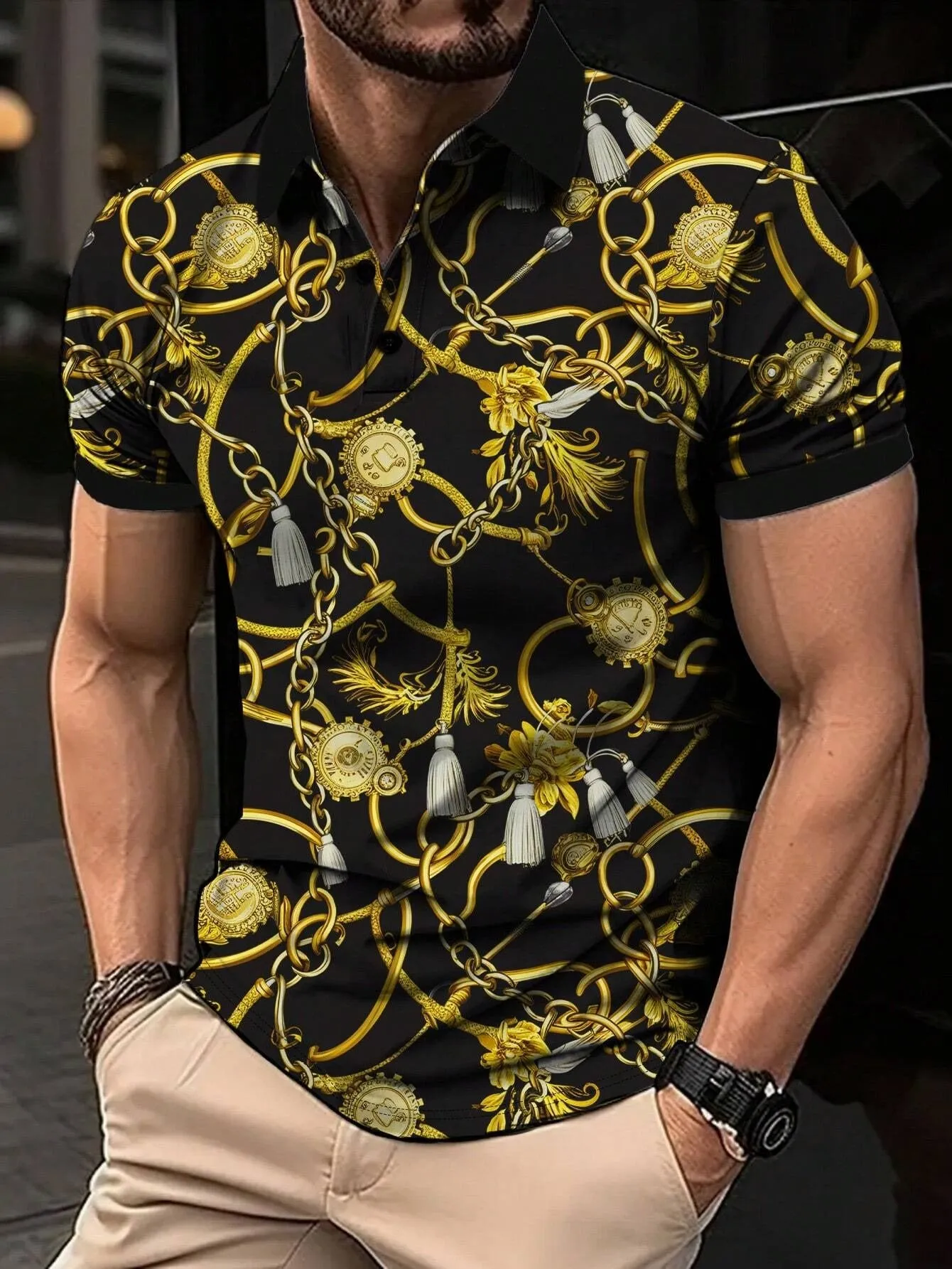 Colton – Summer Graphic Stripe Polo Shirt for Men