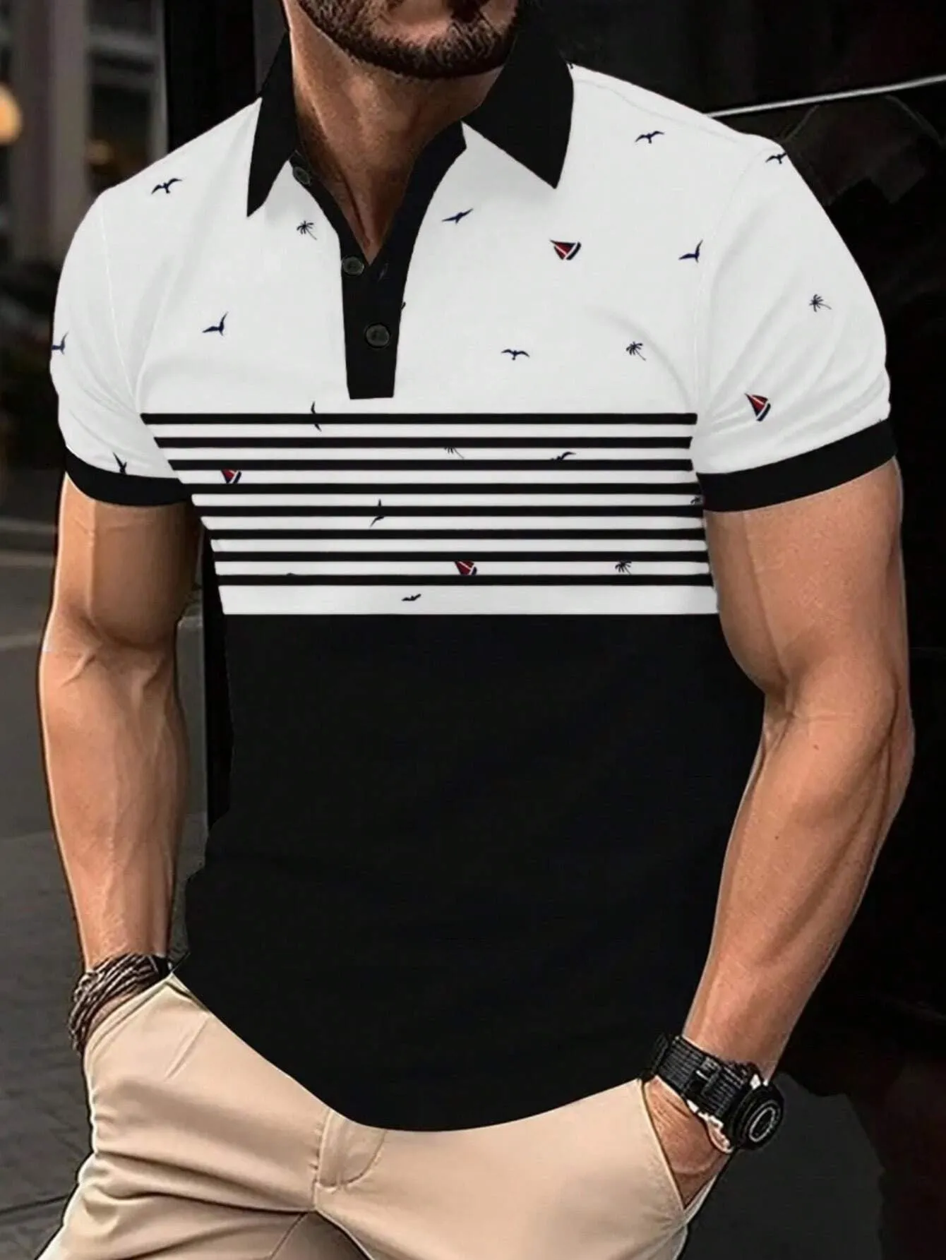 Colton – Summer Graphic Stripe Polo Shirt for Men