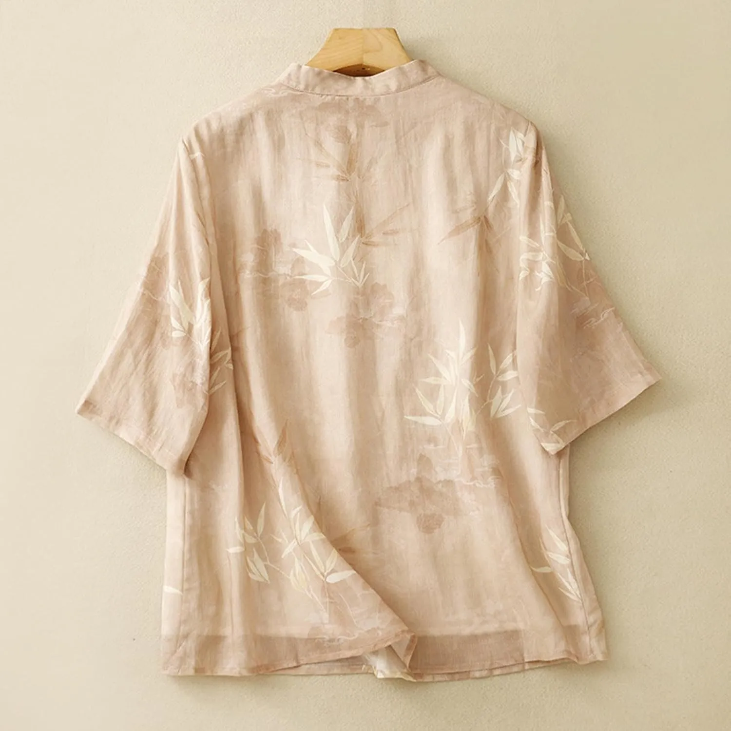 Ctreela Eastern Style Embroidery Linen Cotton Shirts Women's Breathable Boxy Tunic Tops Summer 3/4 Sleeve Soft Blouses