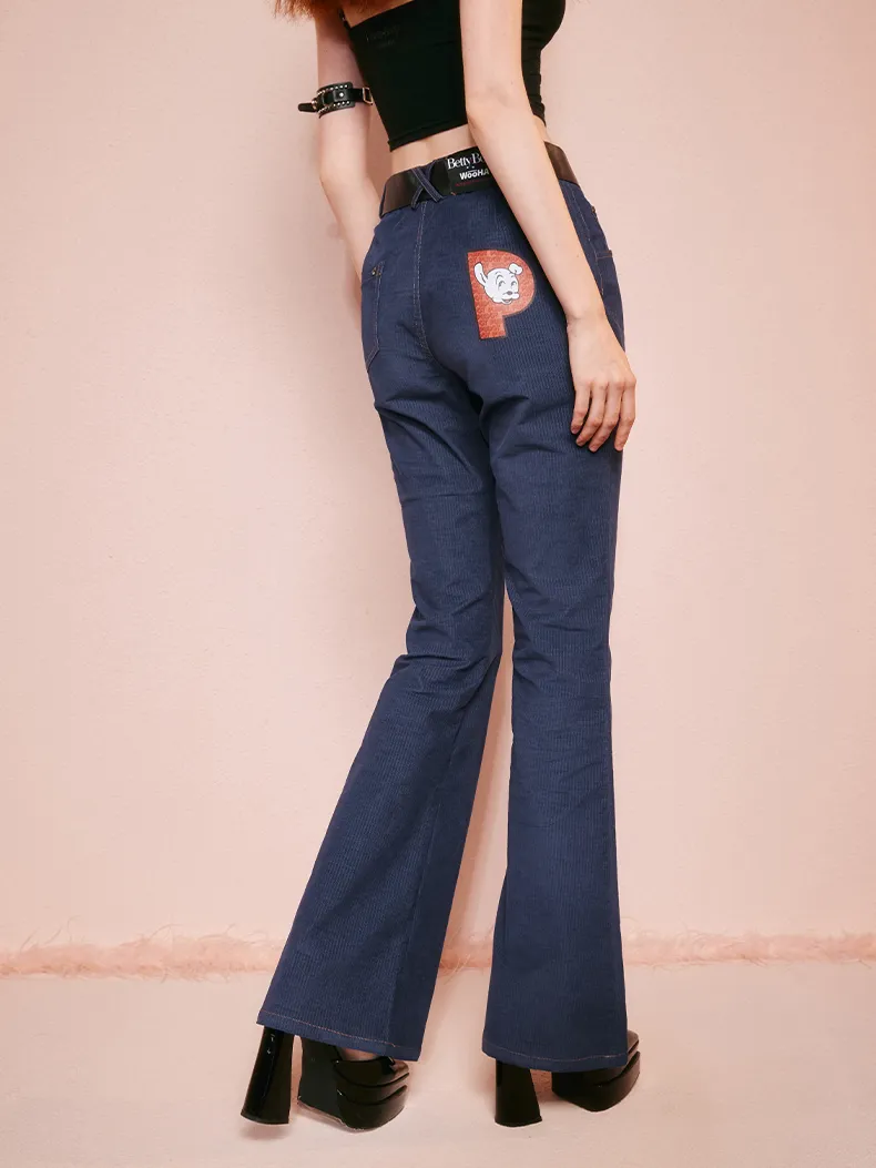 Denim Casual Slom-Fit Casual Flare-Pants