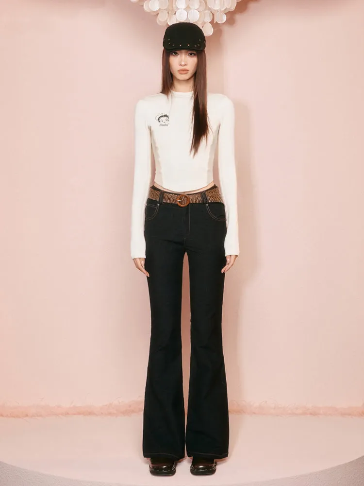 Denim Casual Slom-Fit Casual Flare-Pants