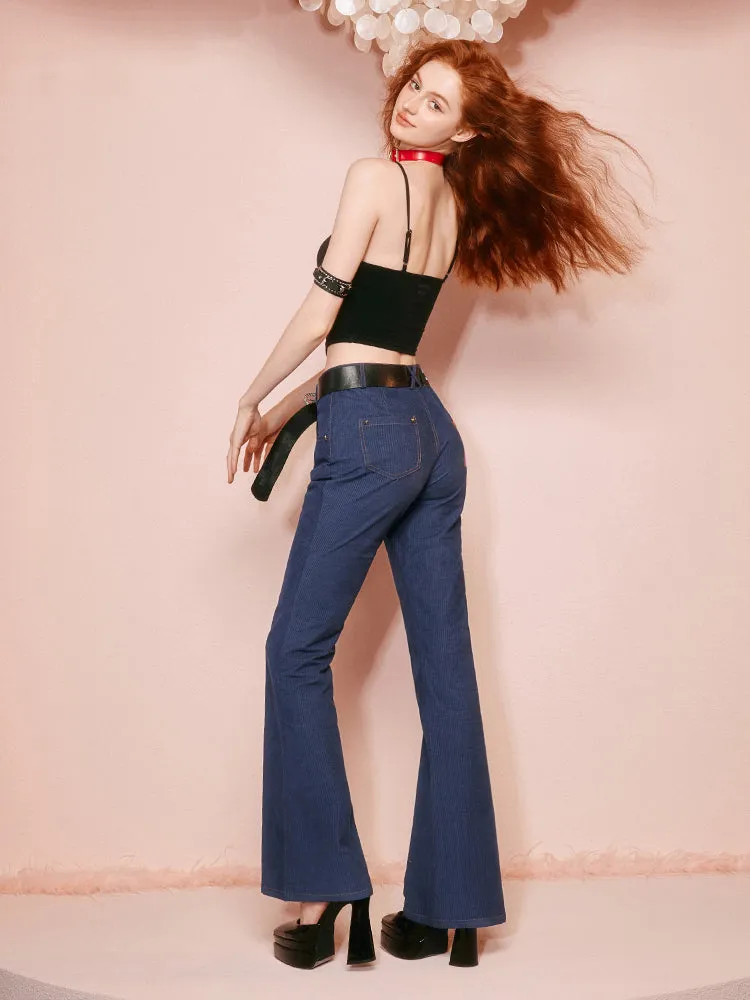 Denim Casual Slom-Fit Casual Flare-Pants