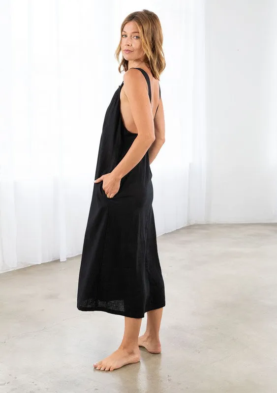 DROP BACK MIDI DRESS