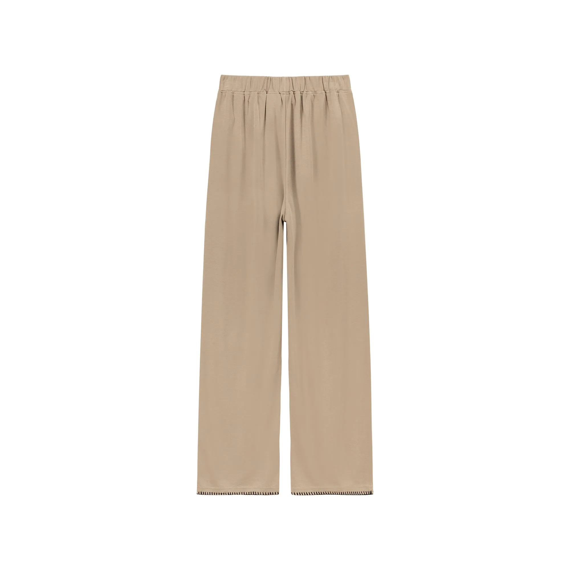 Elastic Waist Stitched Wide Casual Pants