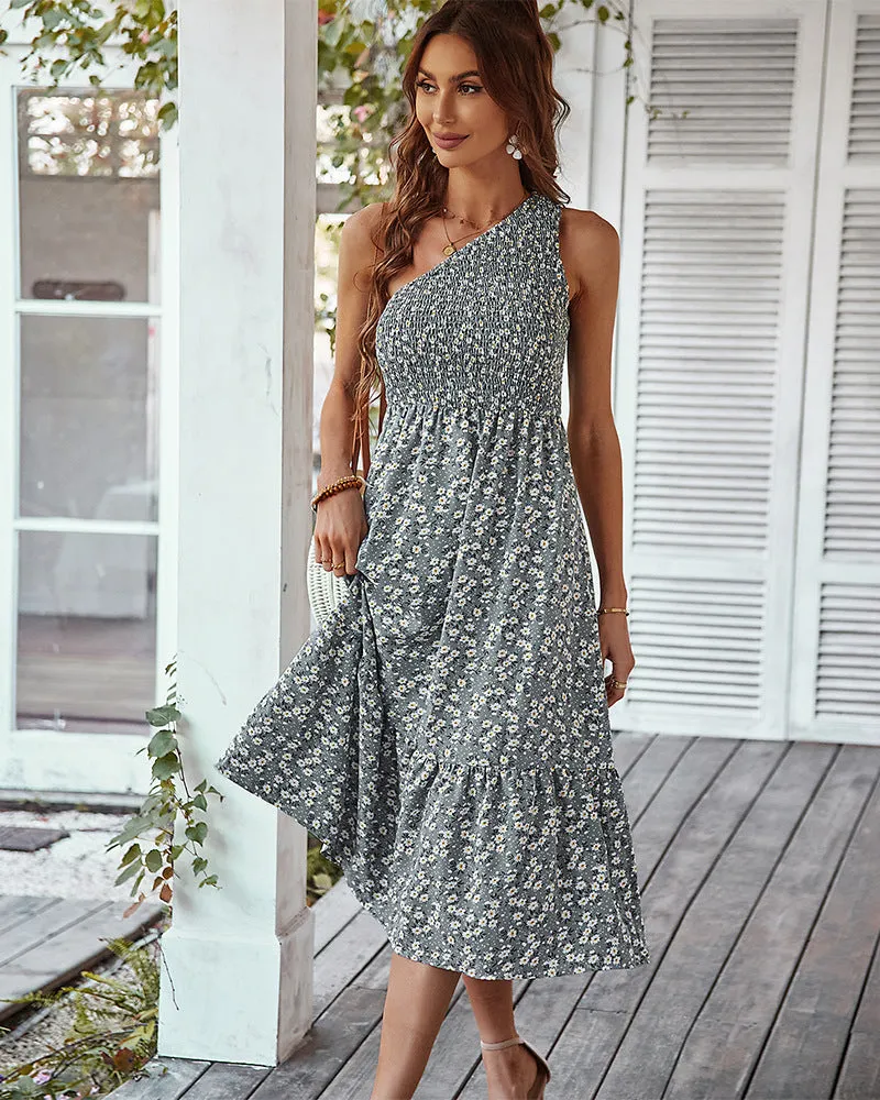 elveswallet One-shoulder Floral Maxi Dress