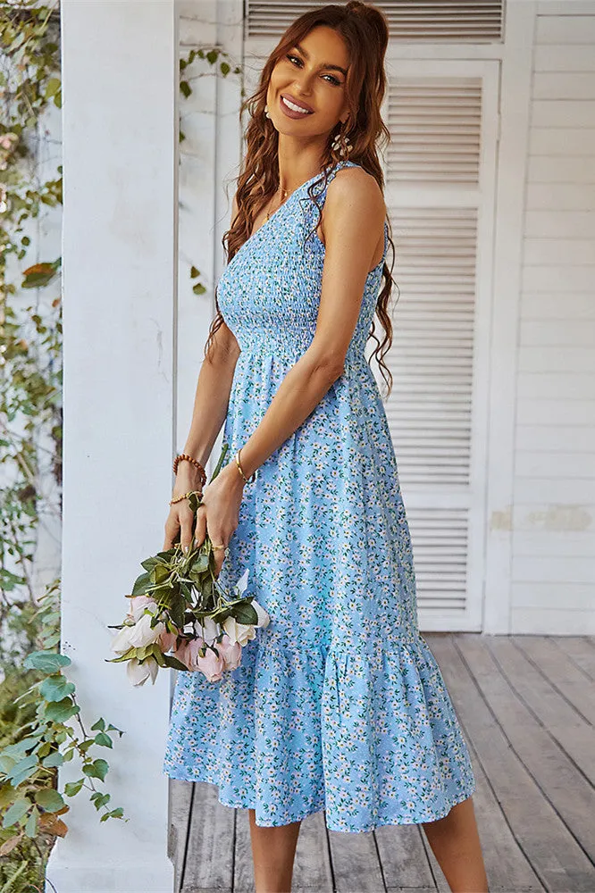 elveswallet One-shoulder Floral Maxi Dress