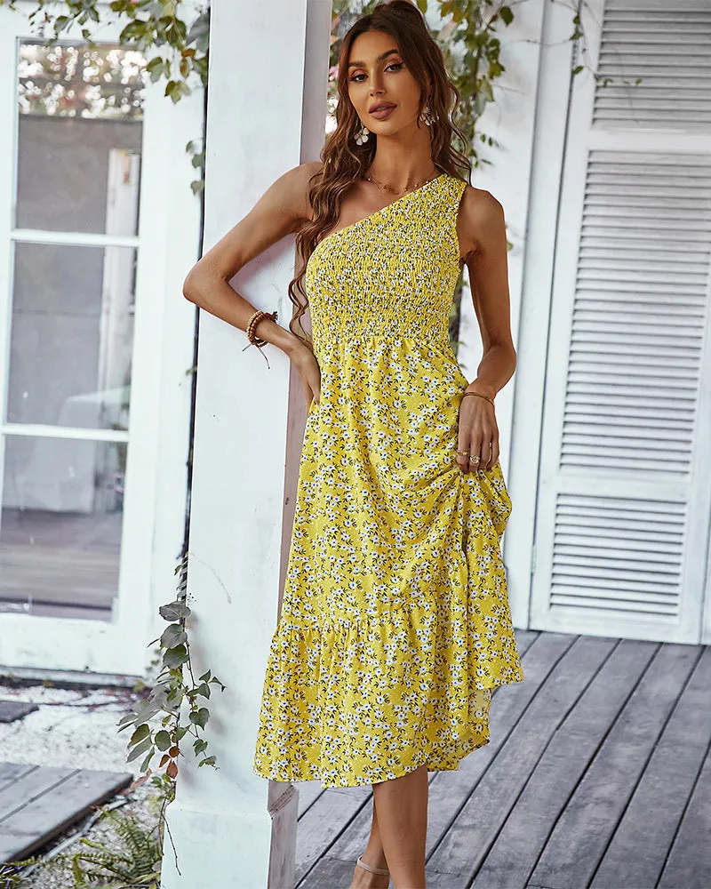 elveswallet One-shoulder Floral Maxi Dress