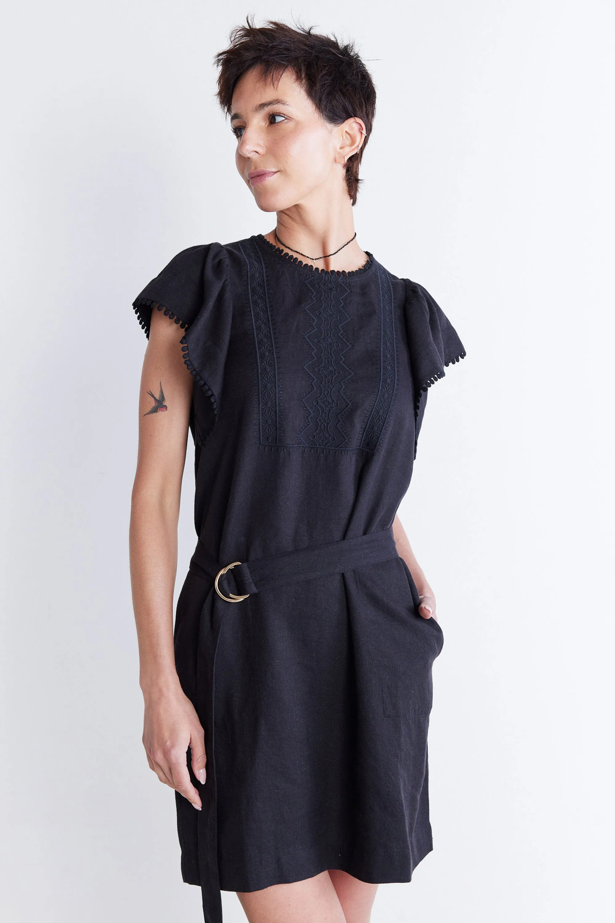 Embroidered Crete Short Dress