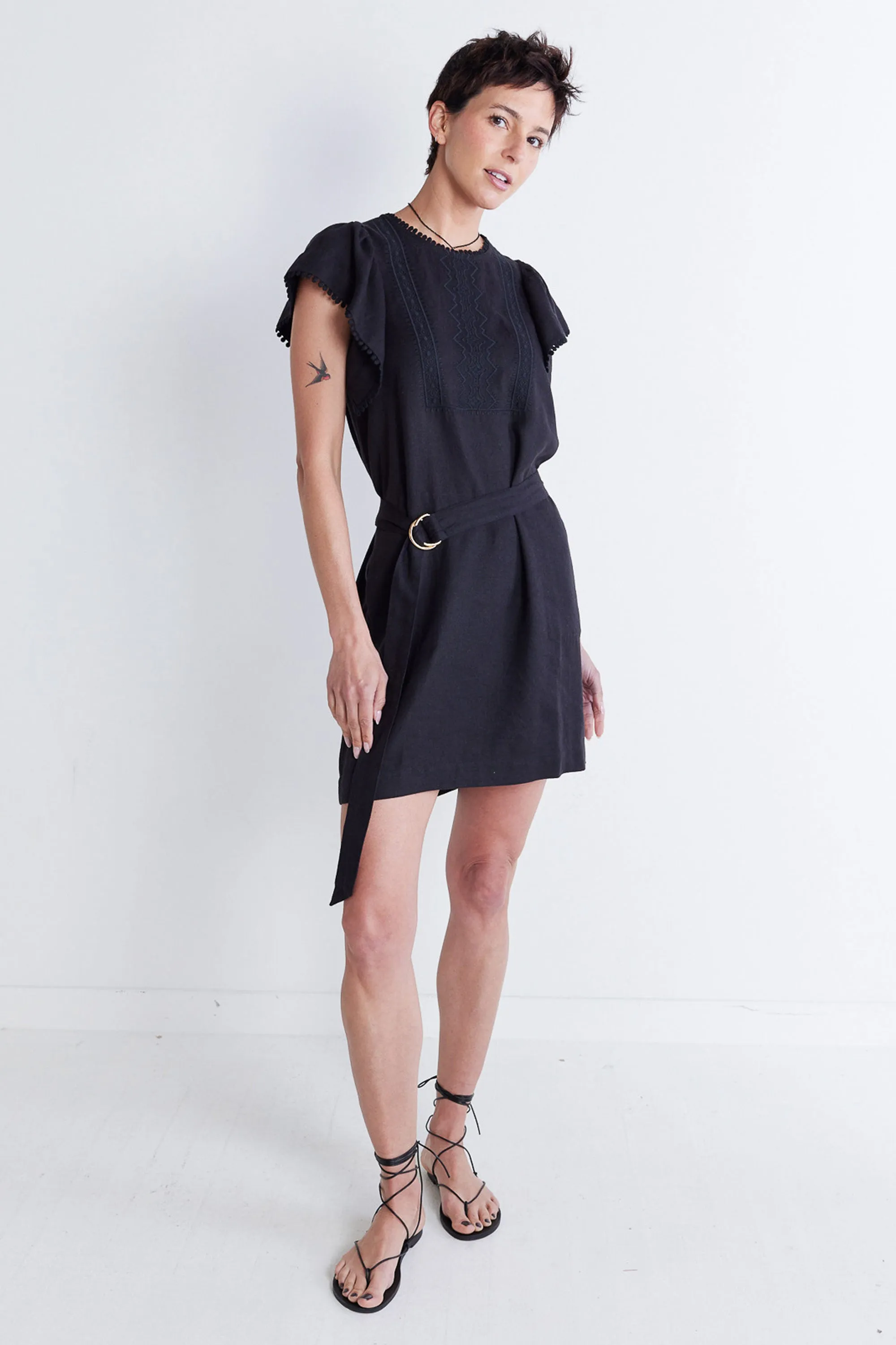 Embroidered Crete Short Dress
